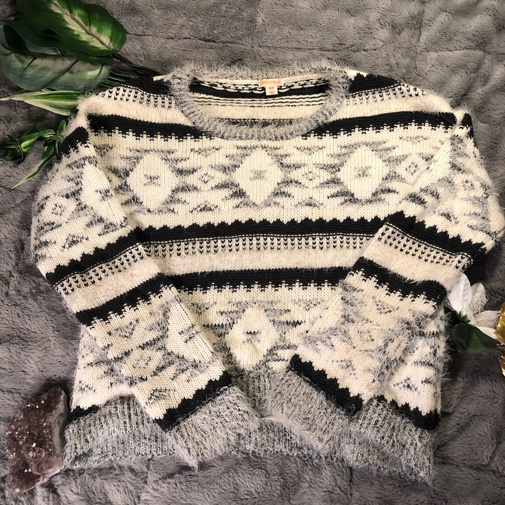 Tribal Pattern Fuzzy Sweater
